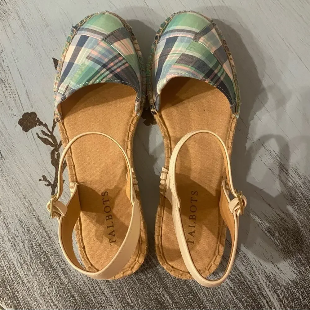 NWOT Talbots Size 7 Izzy D'Orsay Espadrilles - Madras Spring Summer Sandals